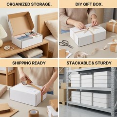 8x6x2 inches Small White Shipping Boxes 25 Pack,Corrugated Cardboard Gift Boxes,