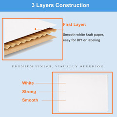 Shipping Boxes 7X5X2″ 25 Pack – White Corrugated Cardboard Box Mailers