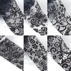 2 Boxes 20 Rolls White&Black Lace Nail Foil Sheets Holographic Nail Art Foil Tra
