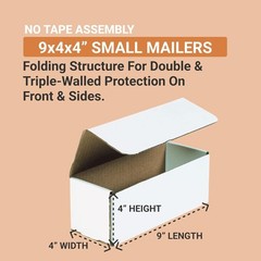 9x4x4 Shipping Boxes 50-Pack – Oyster White, Corrugated Mailers