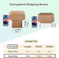 Pack of 25 Easy to Assemble 6x4x2 White Shipping Boxes for Small Business Use