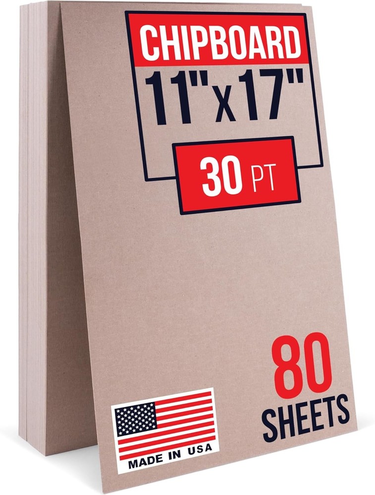 11″ x 17″ Brown Kraft Plain Chipboard Sheets, 30 Pt Thick – Made in USA Durable