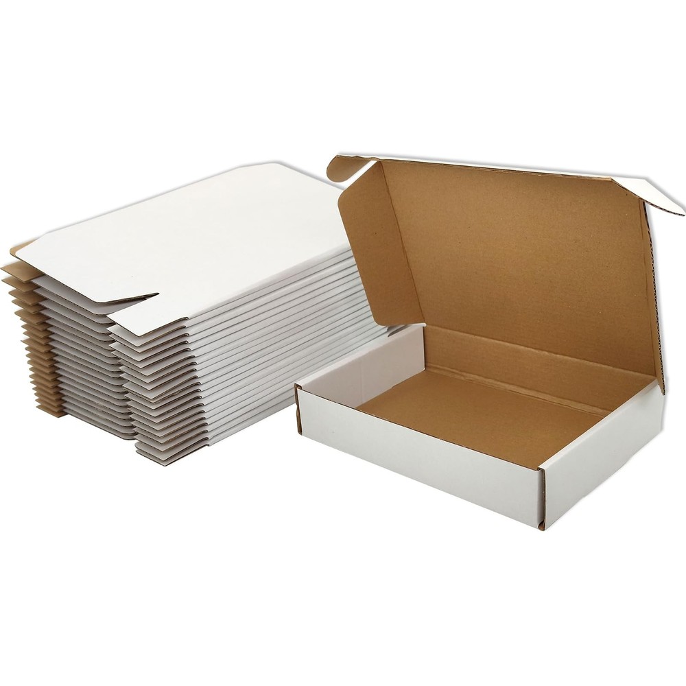 8x6x2 inches Small Shipping Boxes Set of 25 – White Mailer Corrugated Cardboa…