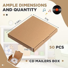 50 Pcs 5 5/8″L X 5″W X 7/16″H Cd Mailer Box Cd Shipping Boxes Corrugated Mailing