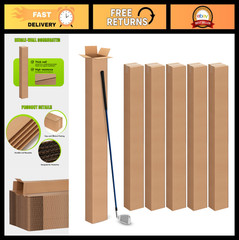 6x6x48″ Tall Corrugated Cardboard Boxes – 5 Pack for Shipping, Moving, Storage