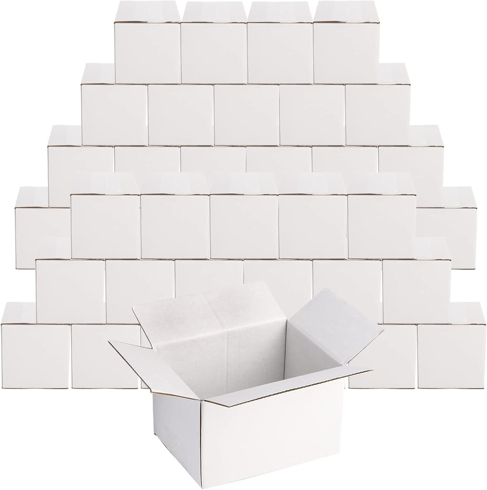 40 Pack Small Cardboard Mailing Boxes 6x4x4 White Corrugated Shipping Cartons