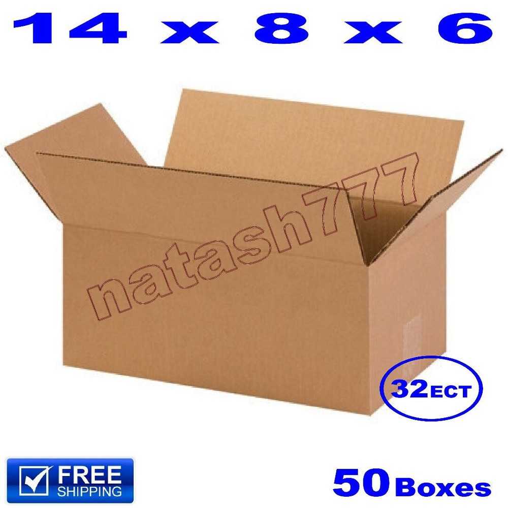 50 – 14x8x6 Cardboard Boxes 32-ECT Mailing Packing Shipping Corrugated Carton