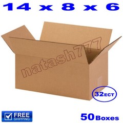 50 – 14x8x6 Cardboard Boxes 32-ECT Mailing Packing Shipping Corrugated Carton