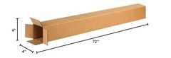 BOX USA 4x4x72 Tall Corrugated Boxes, Tall, 4L x 4W x 4″ x x 72″, Kraft