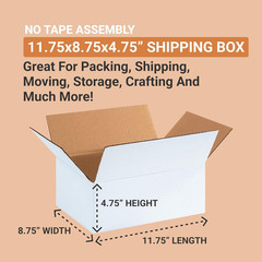 White Shipping Boxes 11 1/4″L X 8 3/4″W X 6″H (25 Pack) Small to Medium Mailing
