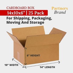 25-Pack of 14x10x6 Kraft Cardboard Boxes | Reliable Storage & Shipping Solution