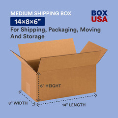 14 X 8 X 6 Corrugated Cardboard Boxes, Medium 14″L X 8″W X 6″H, Pack of 25 | Shi