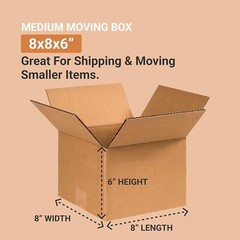 8 x 8 x 6 Shipping Boxes Moving Boxes Corrugated Kraft 25/Bundle 25/Pack