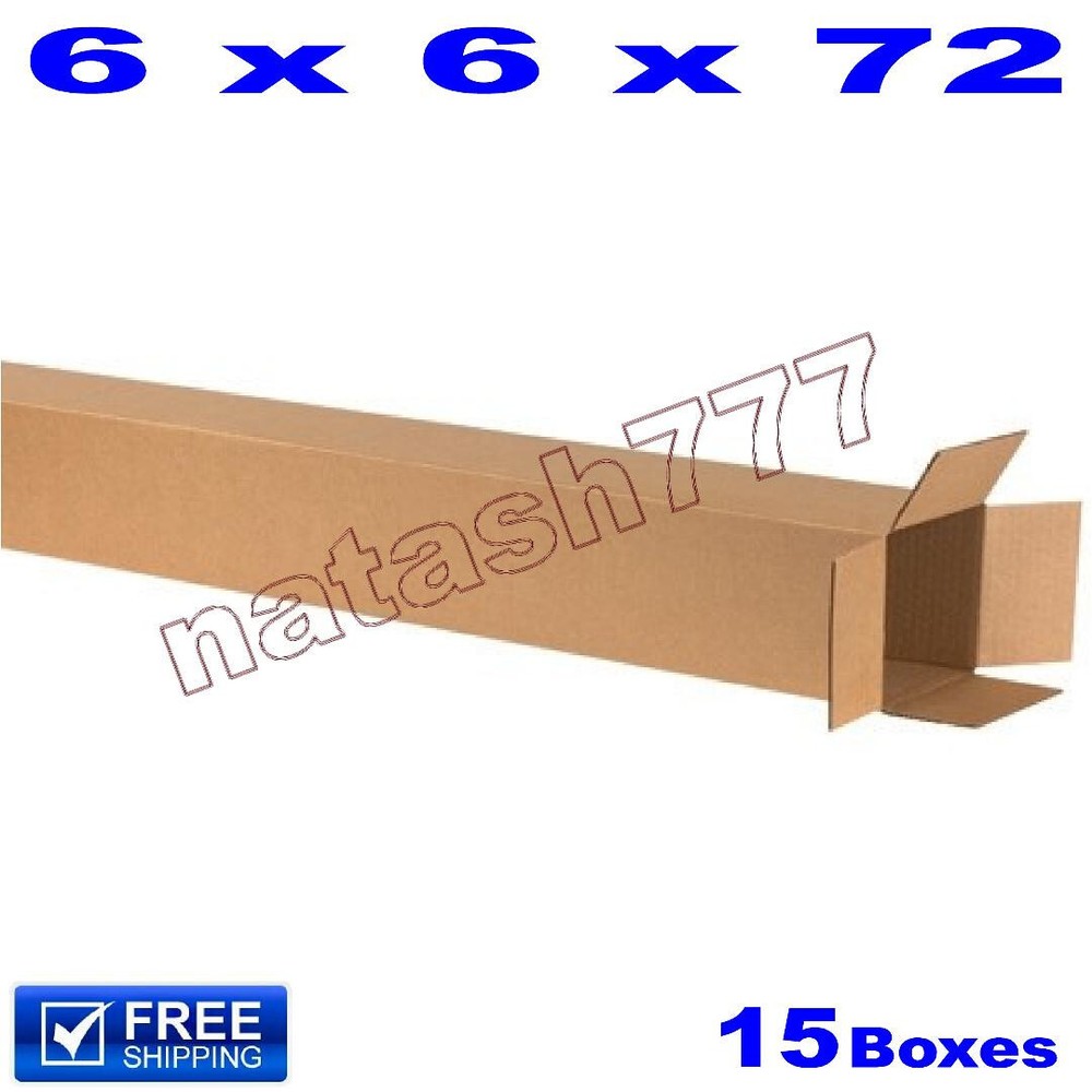 15 – 6x6x72 Cardboard Boxes 32ECT Mailing Packing Shipping Corrugated Carton
