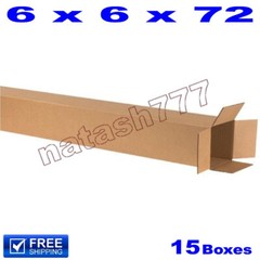 15 – 6x6x72 Cardboard Boxes 32ECT Mailing Packing Shipping Corrugated Carton