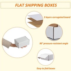 HORLIMER 6x4x3 inches Shipping Boxes Set of 25, White Corrugated Cardboard Bo…