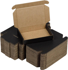 50 Pack 6X4X1 Inches Small Shipping Boxes, Black Corrugated Cardboard Boxes, Mov