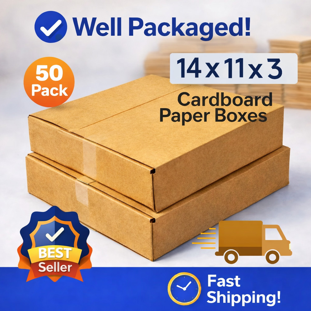 50p 14x11x3 Cardboard Paper Boxes Mailing Packing Shipping Box Corrugated Carton