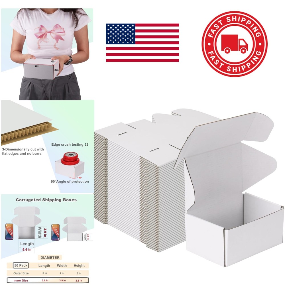 Lightweight Cardboard Shipping Boxes Pack of 50 6x4x3 Inches for Packaging