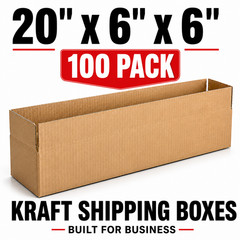 20 x 6 x 6 Kraft Corrugated Shipping Boxes Long Narrow Cardboard Boxes