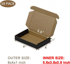 50 Pack 6x4x1 Inches Small Shipping Boxes Black Corrugated Cardboard Boxes Mov