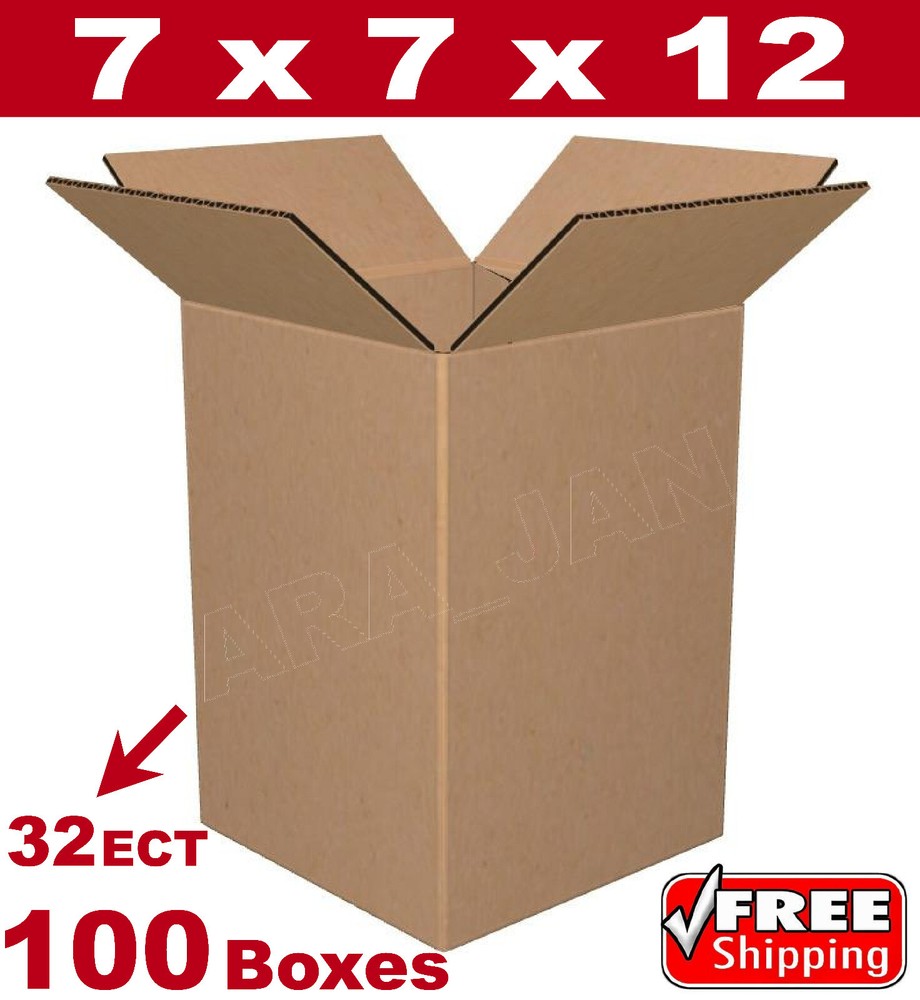100- 7x7x12 Cardboard Boxes Mailing Packing Shipping Box 32ECT Corrugated Carton
