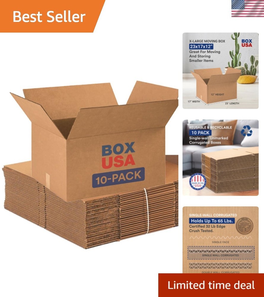Moving Boxes Large 23″L x 17″W x 12″H 10-Pack – Corrugated Cardboard Box for …