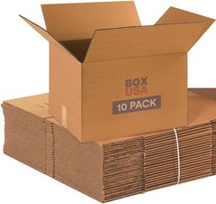 Flat Shipping 10-Pack Medium Moving Boxes – 18″L x 14″W x 12″H for Easy Assembly