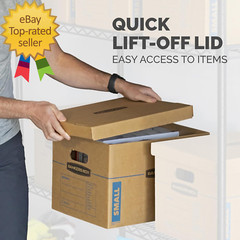 Medium Classic Moving Box 8 Pack, Reinforced Handles, Tape-Free Assembly, Box wi