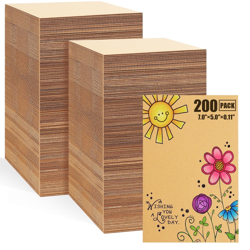 Brown 5×7 In 1/8″ Thickened Corrugated Flat Cardboard Pads Sheets 200 Pack