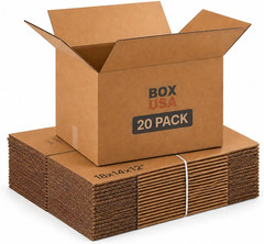 Medium Moving Boxes 18″L X 14″W X 12″H 20-Pack – Corrugated Cardboard Box for Sh