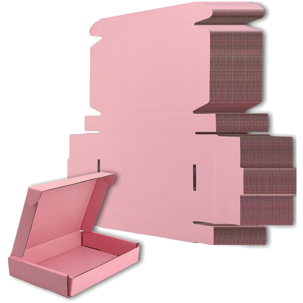 Pink Corrugated Shipping Boxes 7x5x1 – Pack of 100