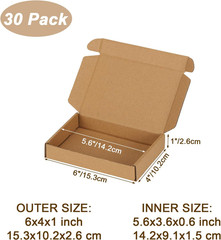 6X4X1 Inch Small Shipping Boxes, Set of 30 Mailing Boxes, Brown | 30 Smile Stick