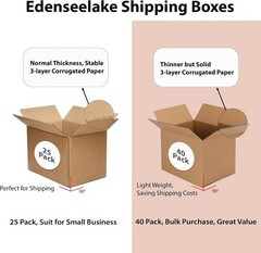 40-Pack Eco-Friendly Shipping Boxes 8x6x6 Inches – Perfect for Packing & Moving