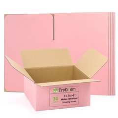 30-Pack 8x8x4 inch Cute Pink Shipping Boxes Gift Packaging Mailers Corrugated