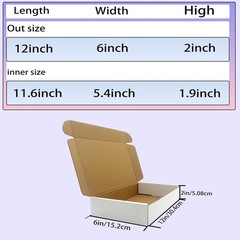 12x7x2 inches Shipping Boxes Set of 25, White Cardboard Box Kraft Corrugated …