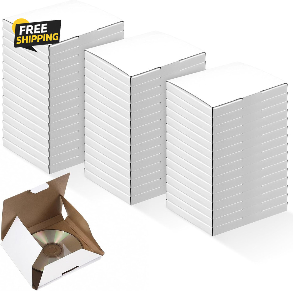 50 Pcs CD Mailer Boxes, 5 5/8″ X 5″ X 7/16″ CD Shipping Sleeves Cardboard