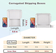 MEBRUDY 6X4X1 Inches Shipping Boxes Pack of 50, Small Corrugated Cardboard Box f