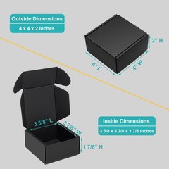 4x4x2″ Black Shipping Boxes Corrugated Cardboard Mailing Box Packaging for S…