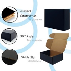 24 Customizable Black Mailer Boxes 8x6x3 in Bulk for Easy Assembly and Shipping