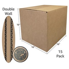 UOFFICE Heavy Duty Corrugated Boxes 16″x16″x16″ 275lb. 15 Count Boxes for Shippi
