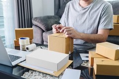 25 Pack Easy Assembly 9x6x2 Corrugated Shipping Boxes with Thank You Stickers