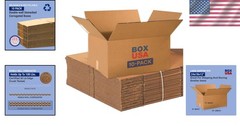 10-Pack 100 lb Capacity Shipping Boxes 24″L x 18″W x 12″H – Perfect for Moves
