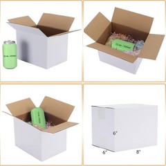 8x6x6 Shipping Boxes Set of 40, White Corrugated Cardboard Box for Mailing Pa…