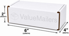 2000 – 6x4x2 White Corrugated Shipping Mailer Packing Box Boxes 6 x 4 x 2