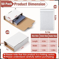 50 Pcs Cassette Mailers Cardboard Cassette Boxes with Sealing Bubble Protecti…