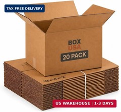 BOX USA Medium Moving Boxes 18L x 14W x 12H 20-Pack – Corrugated Cardboard Box f