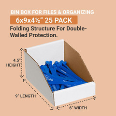 Storage Bins Small 6″L X 9″W X 4 1/2″H 25-Pack – Corrugated Cardboard Box for Pa