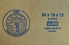 36″ x 18″ x 12″ CARDBOARD BOX – 200 lb – SINGLE BOX