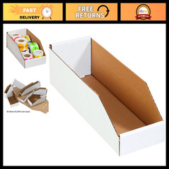 Open Top Bin Boxes 6″x18″x4.5″ Oyster White Storage Bins (Pack of 50)